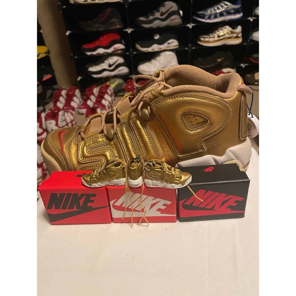 Nike Air More Uptempo Supreme Suptempo Gold mini keychain & mini Nike shoe box
